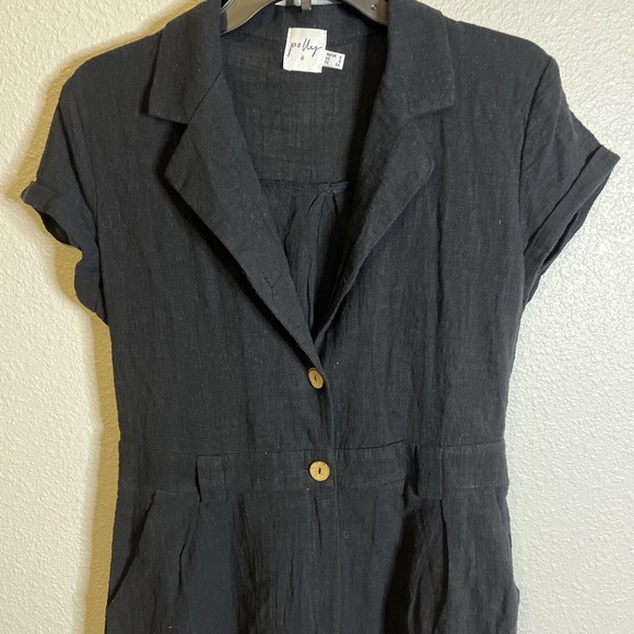 Princess Polly Ashens Romper Black Size 2 Button Front, Pockets, Classic - Picture 3 of 10